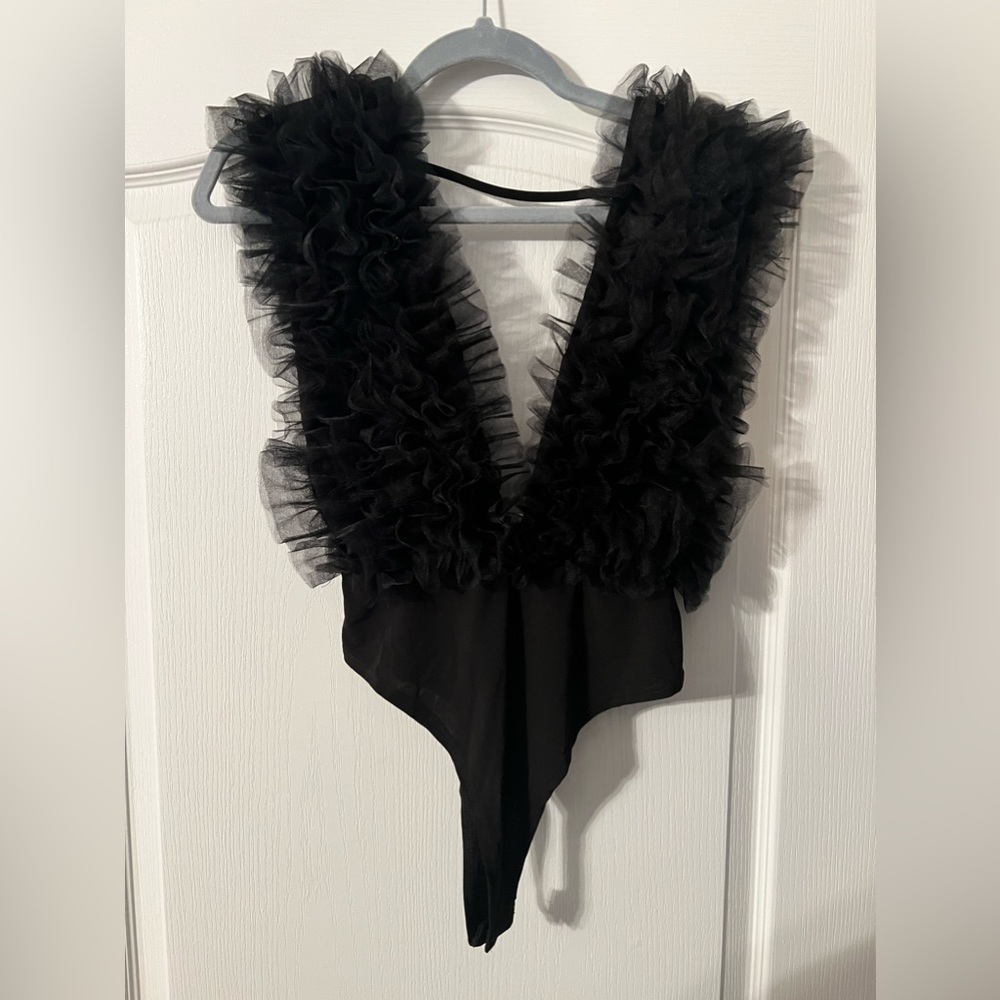 Ruby and Jenna black tulle bodysuit